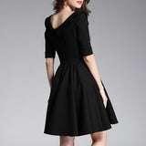 Collar Slim Fit Black Dress