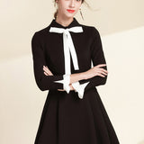 Slimming Bow Doll Neck Dress