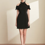 A-line Ruffled Black Dress