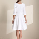 White Boat Neck Dress