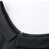 Collar Slim Fit Black Dress