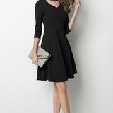 V-neck A-line Mid Length Dress