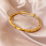 Gold-Plated Bamboo Texture Titanium Steel Women’s Bangle