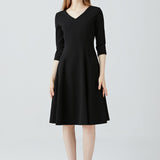 Long Sleeved Slim Fit V-neck Dress