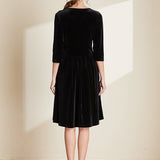 Black V-neck Mid Length Dress