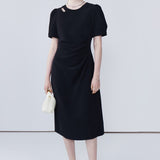 Round Neck Bubble Sleeve Dress