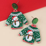 Acrylic Snowman Christmas Sweater Earrings (Festive Glitter Design)