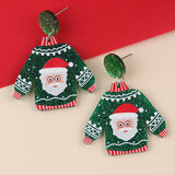 Acrylic Santa Claus Sweater Earrings (Festive Glitter Design)