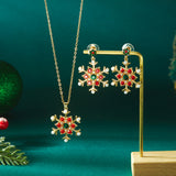 Gold Christmas Snowflake Gem Jewelry Set
