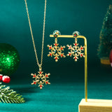 Gold Christmas Snowflake Gem Jewelry Set
