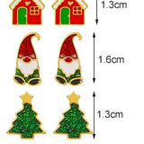 Christmas Gnome & Tree Stud Earrings Set