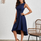 Sleeveless Ruched A-Line Midi Dress