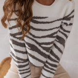 Zebra Jacquard Crewneck Sweater