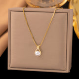 Titanium Steel Hetian Jade Fortune Bag Necklace