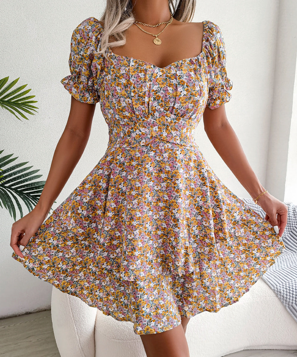 Floral Tie - Waist Flare Dress