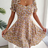 Floral Tie - Waist Flare Dress