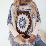 Vintage Jacquard Fringe Cape