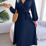 V-Neck Pleated Maxi Dress