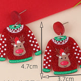 Acrylic Christmas Reindeer Sweater Earrings (Festive Glitter Design)