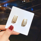 Silver Needle Cat's Eye Rectangular Stud Earrings