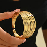 Multi - Layered Open Wide Cuff Bracelet