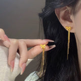 Gold Bowknot Tassel Earrings