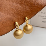 S925 Silver Needle Matte Metal Ball Drop Earrings