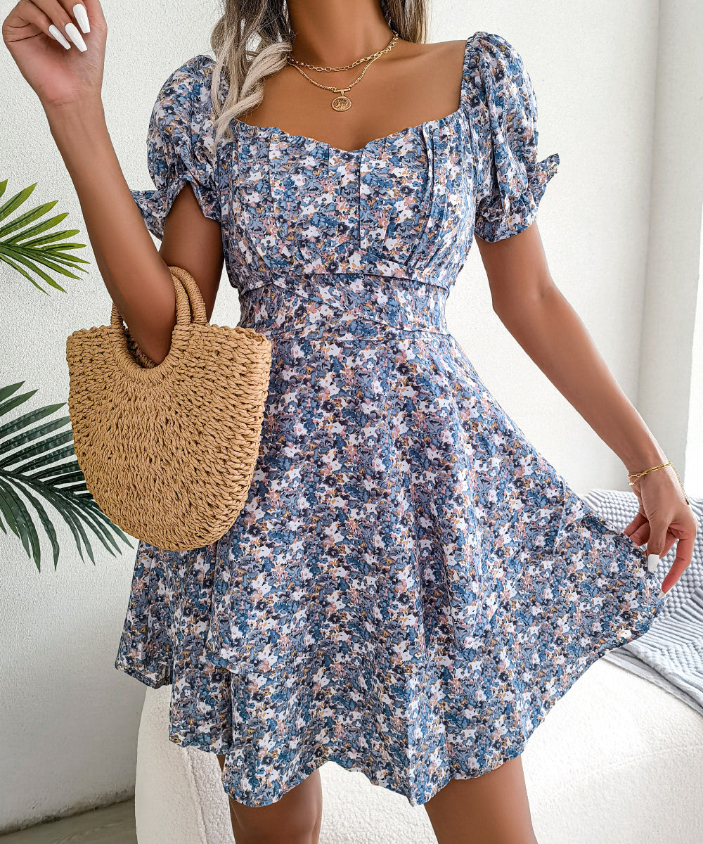 Floral Tie - Waist Flare Dress