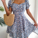 Floral Tie - Waist Flare Dress