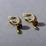 Gold - Tone Vintage Tiger's Eye Drop Earrings
