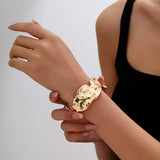 Minimalist Irregular Lava - Style Open Cuff Bracelet