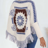 Vintage Jacquard Fringe Cape