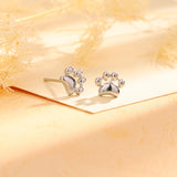 Silver Cat Paw Stud Earrings