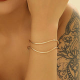 Rose Gold-Plated Titanium Steel Double Wave Open Cuff Women’s Bangle