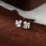 S999 Silver Bowknot Stud Earrings