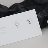 Asymmetric Four - Pointed Star Stud Earrings