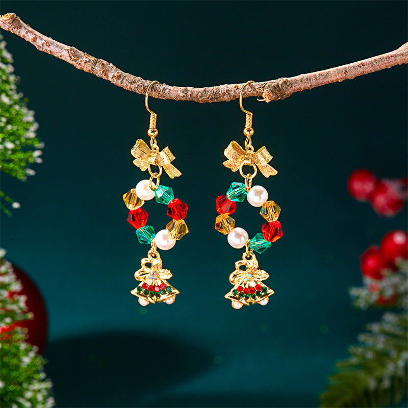 Christmas Beaded Bow Drop Earrings (Multi - Styles)