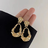 Gold Pleated Irregular Drop Earrings