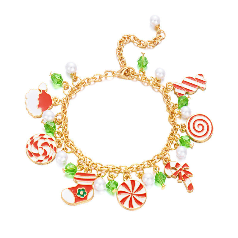 Christmas Candy & Santa Charm Bracelet