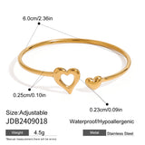 Stainless Steel Open Heart Cuff Bangle