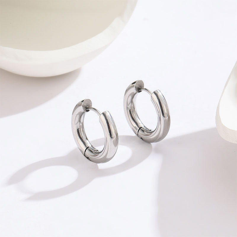Minimalist Titanium Steel Hoop Earrings