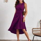 Sleeveless Ruched A-Line Midi Dress