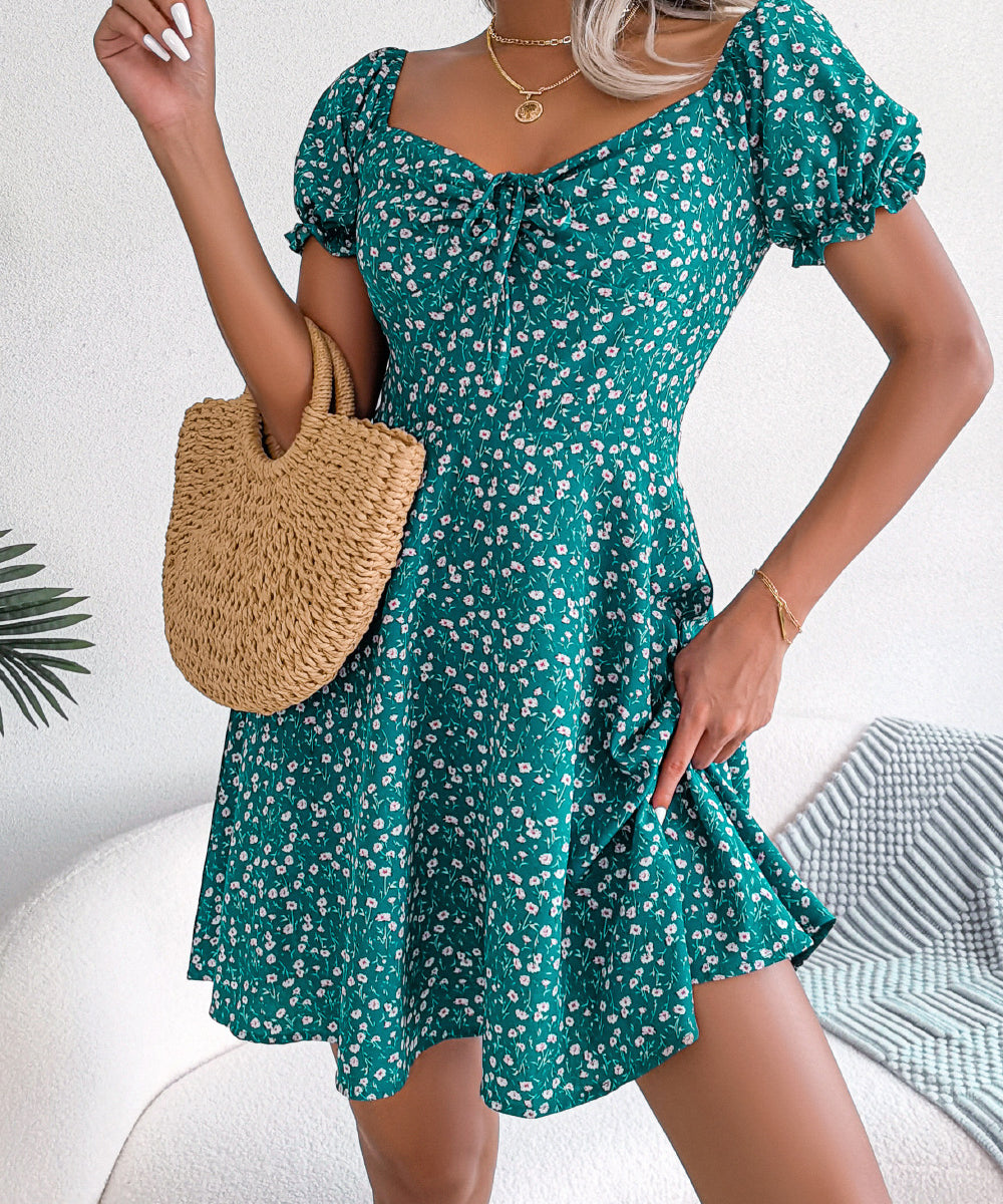 Floral Tie - Front Flutter Sleeve Dress