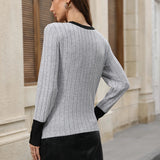 Paneled V-Neck Knit Top