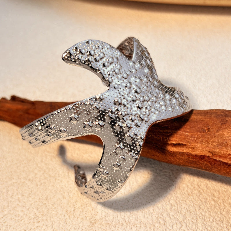 Starfish  Stainless Steel Open Cuff Bracelet