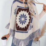 Vintage Jacquard Fringe Cape