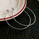 Oversized Circular Hoop Earrings (Silver Needle & Star - Decor Options)