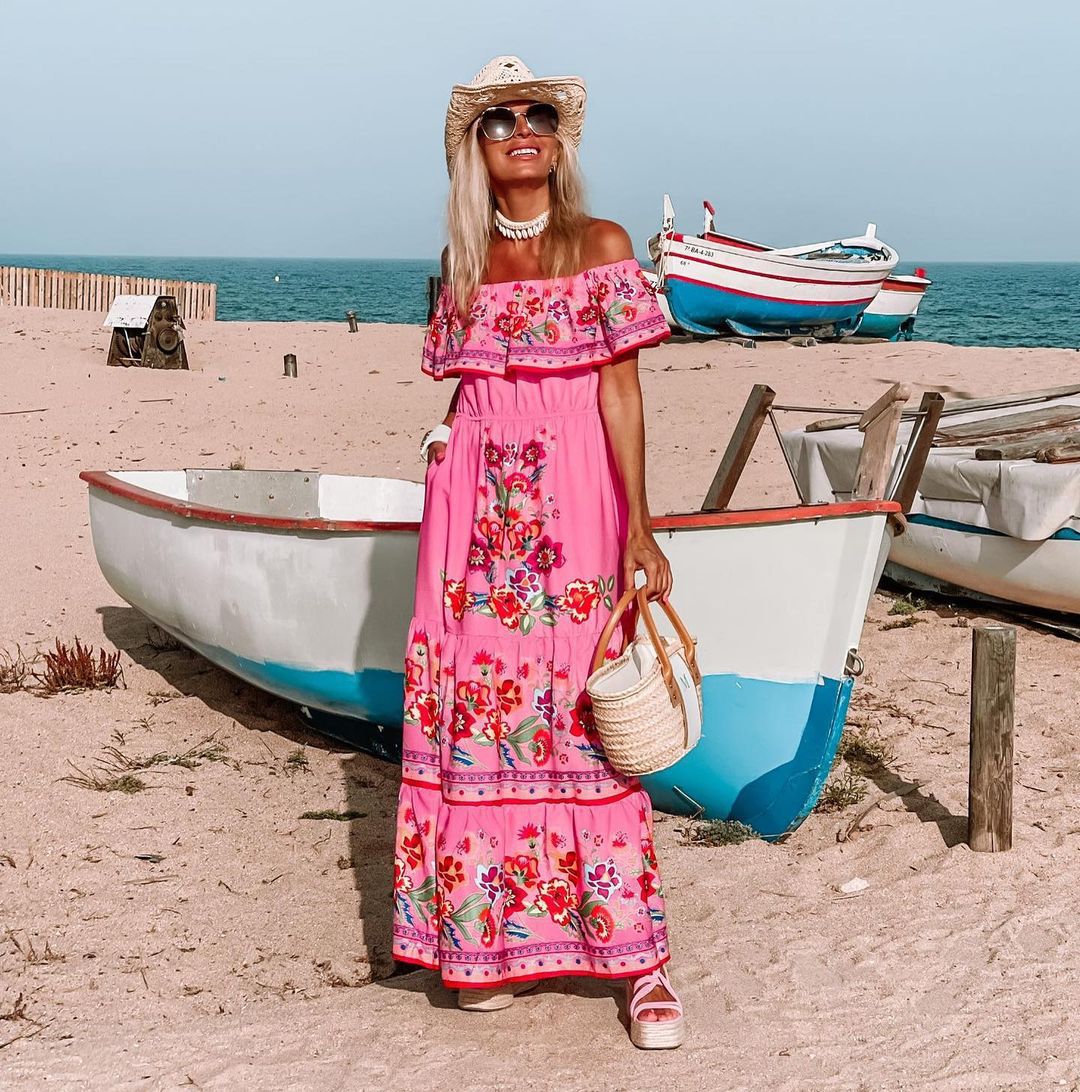 Embroidered Floral Off-shoulder Maxi Dress