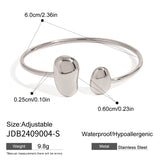 Irregular Water - Drop Open Stainless Steel Bangle