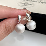 S925 Silver Needle Matte Metal Ball Drop Earrings